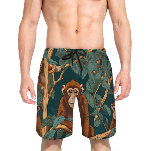 Monkey Vibes Men's Peach Skin Beach Shorts