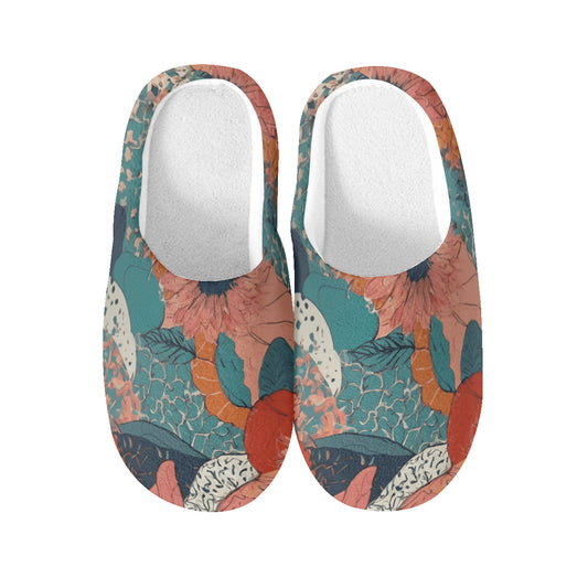 Awesome Floral Personalized Warm Cotton Slippers | Flannel