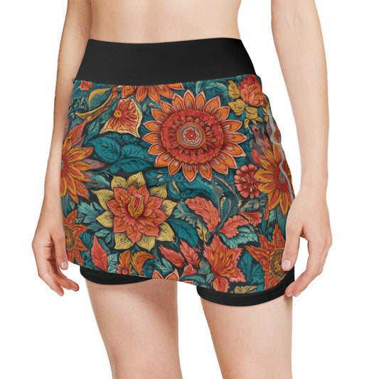 Floral Red Women's Sports Skirt