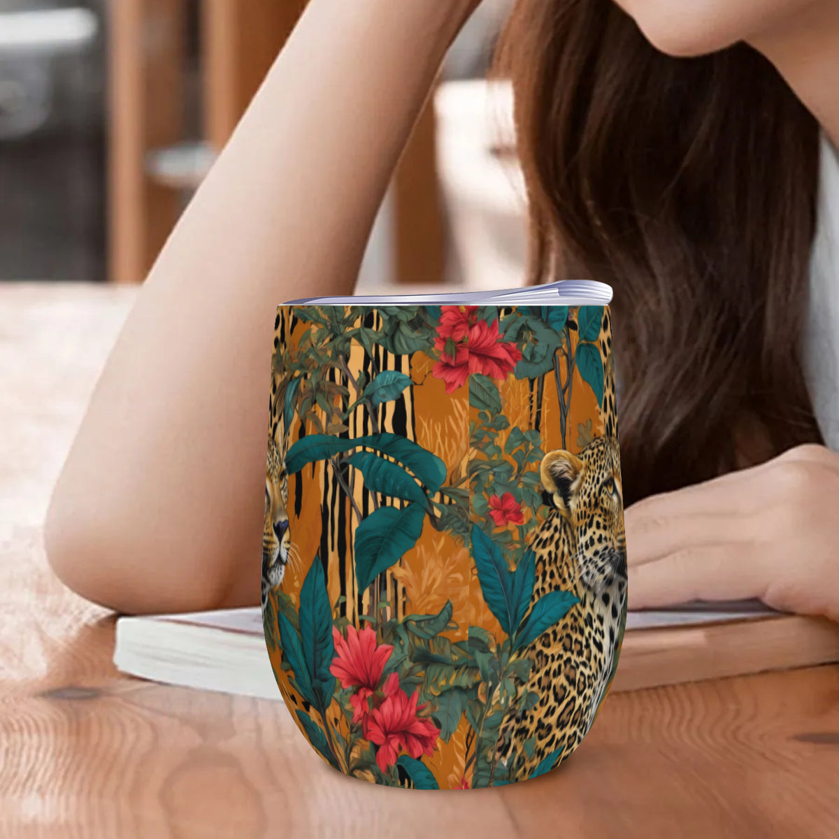 Warrior Leopard Stemless Wine Tumbler（350ml/12oz）| Stainless steel 304