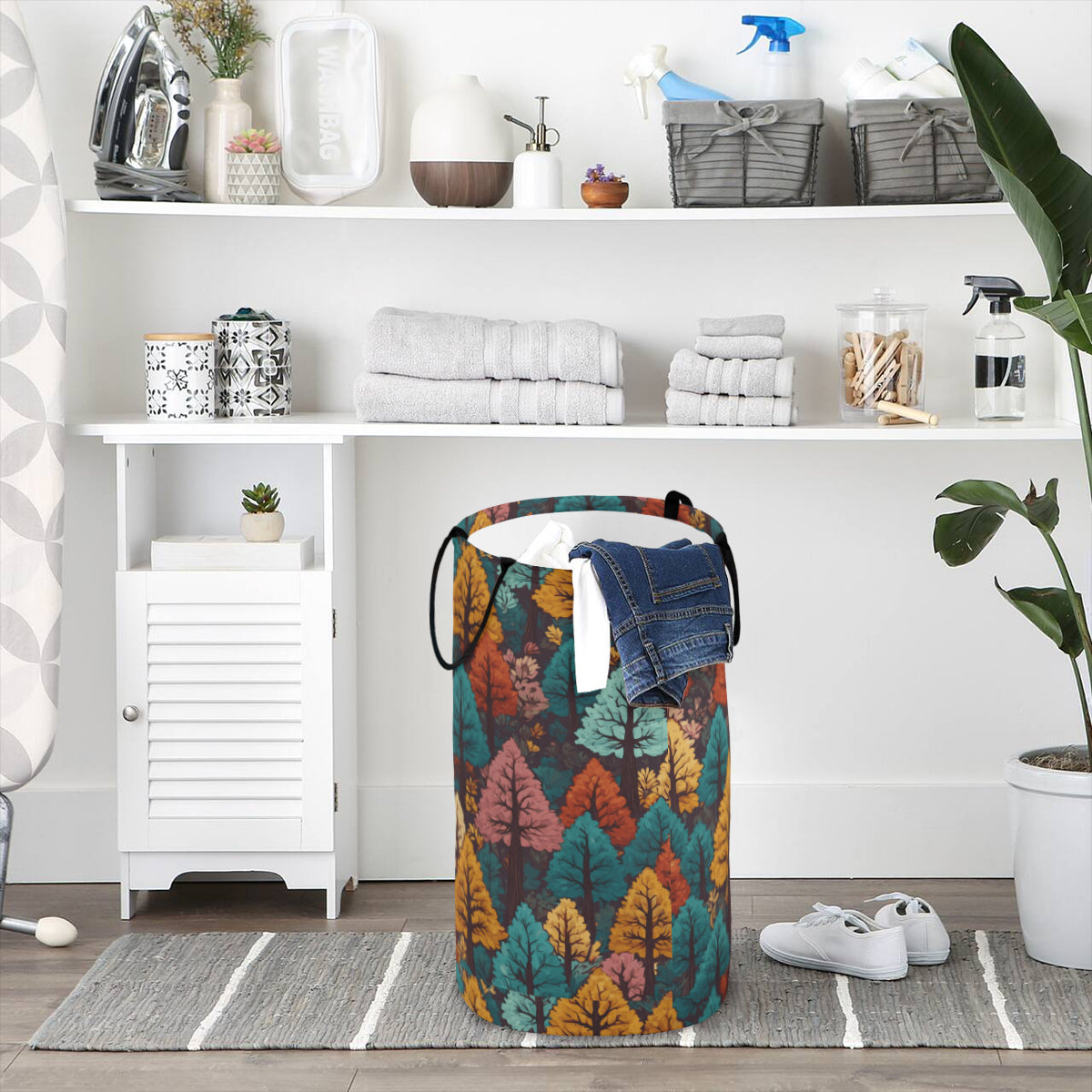 Beautiful Floral Large Capacity Foldable Laundry Basket | Polyester