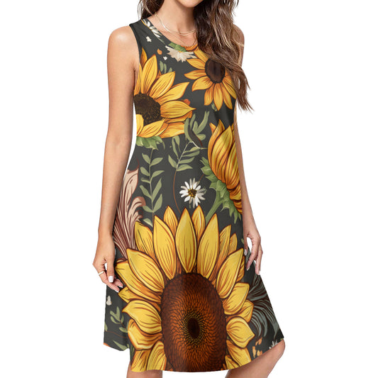 Sunflower Print Women's Casual Dress