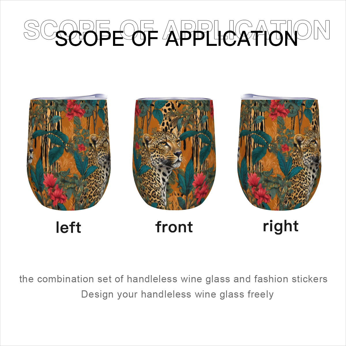 Warrior Leopard Stemless Wine Tumbler（350ml/12oz）| Stainless steel 304
