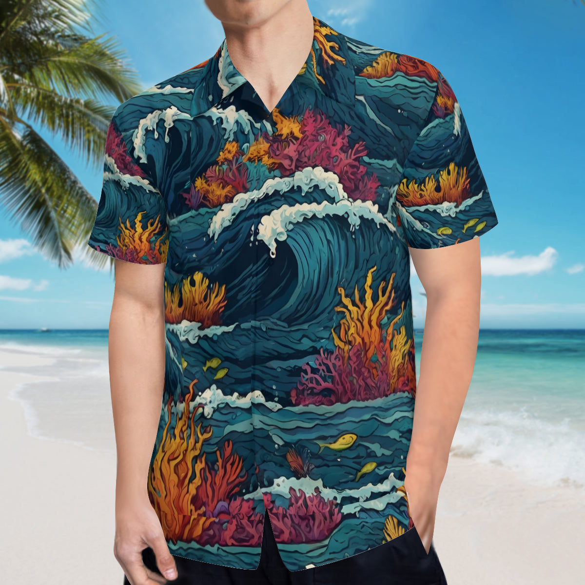 Ocean Waves Hawaiian Shirt | Polyester