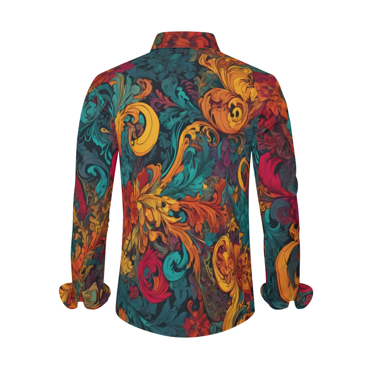 Awesome Flower Design Men's Classic Long-Sleeved Shirt | Polyester