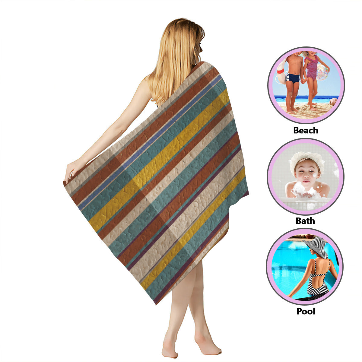 Strip Design Beach Towel｜Microfiber