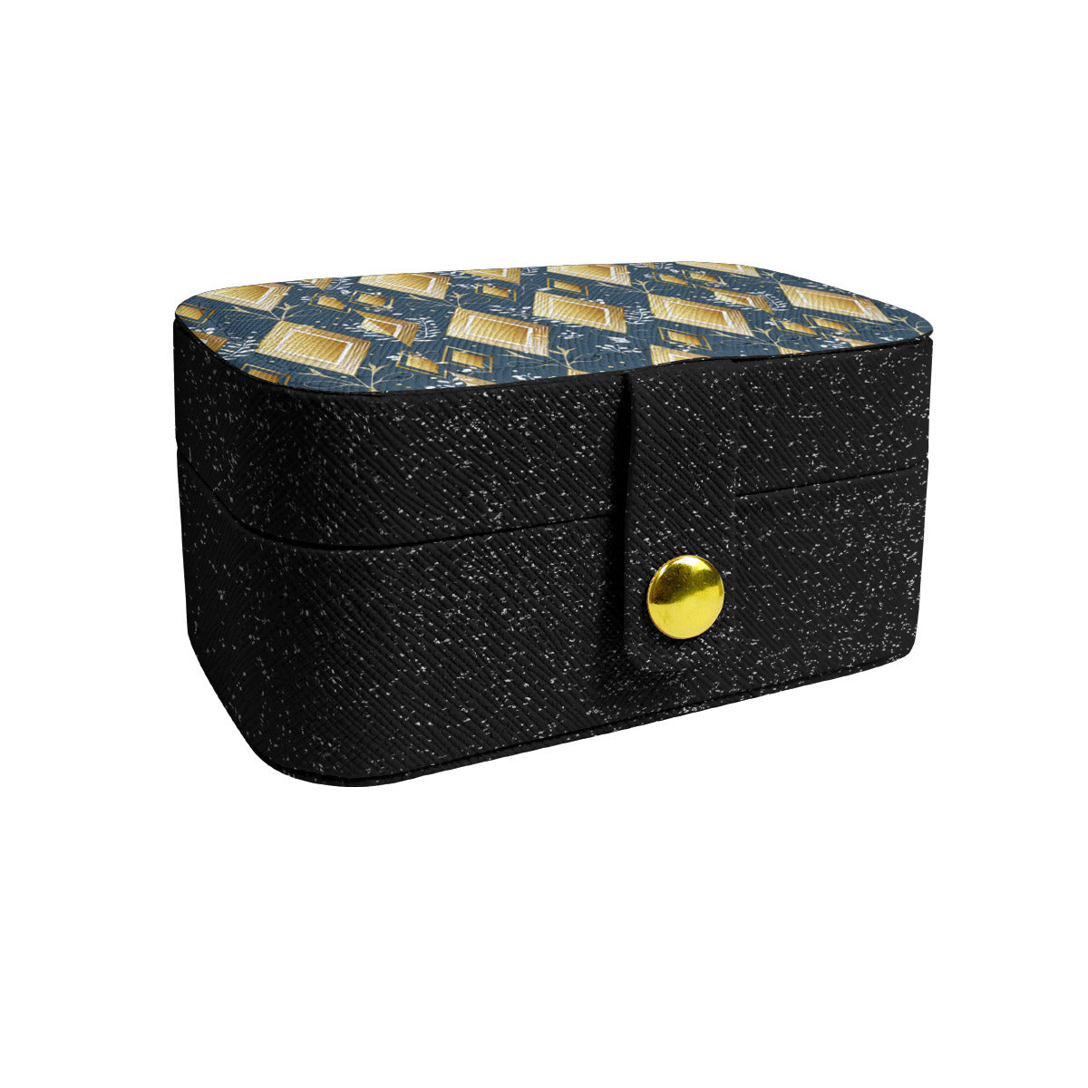 Abstract Gold Personalized Portable Jewelry Box