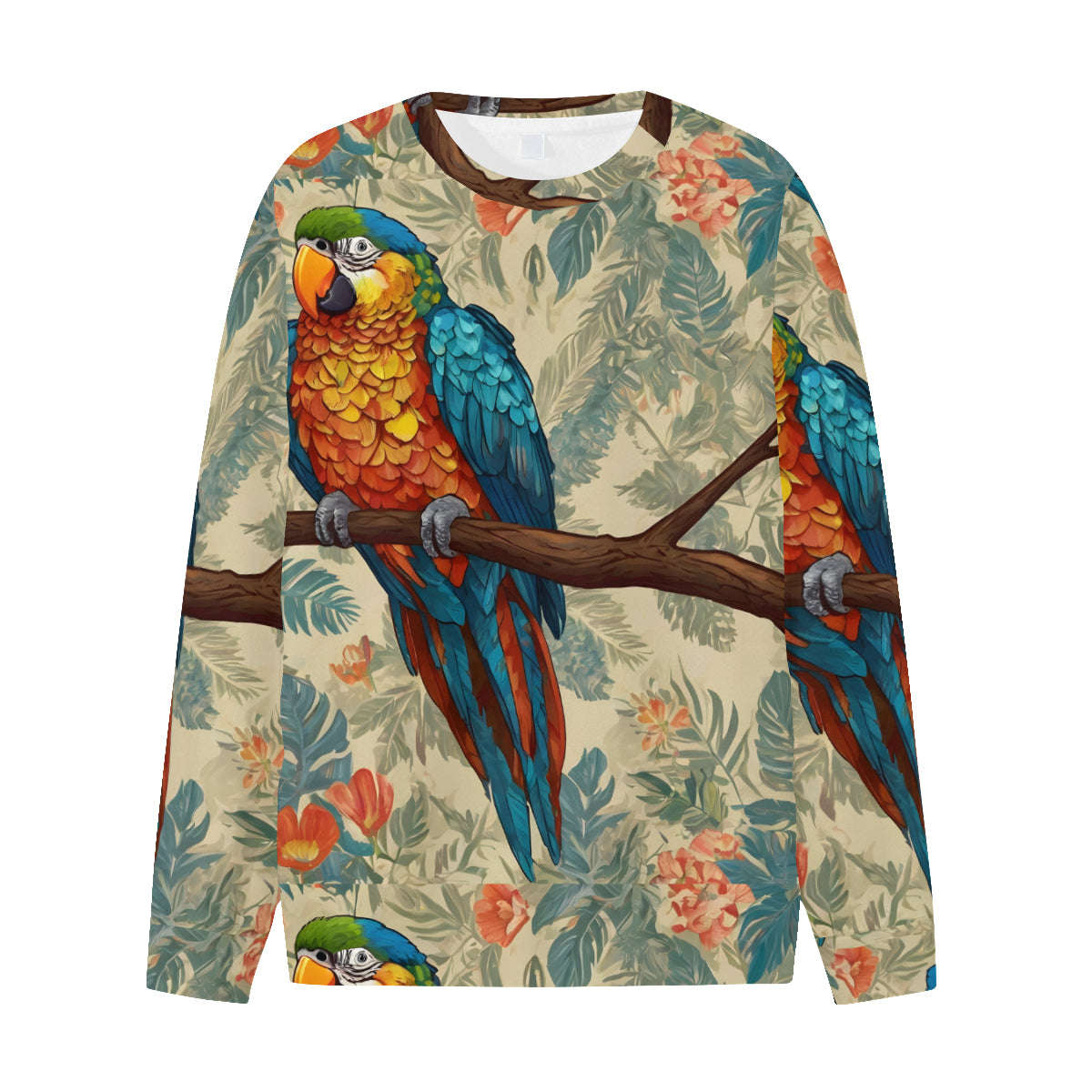 Parrot Design Men's O-Neck Size Long-Sleeved T-Shirt