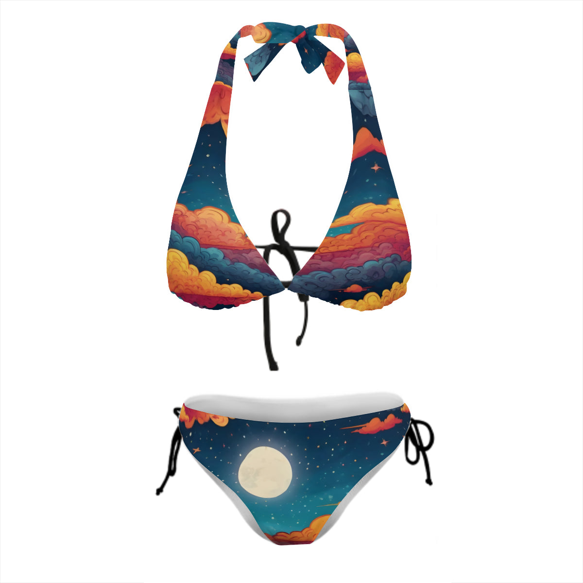 Sky Color Abstract Bikini Swimsuit (Multi-Faceted Design)｜Polyester+Spandex
