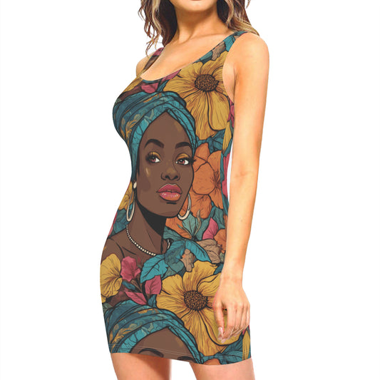 Melanin Queen Sleeveless Slim-Fit Euro-Size Tank Slip Dress | Polyester