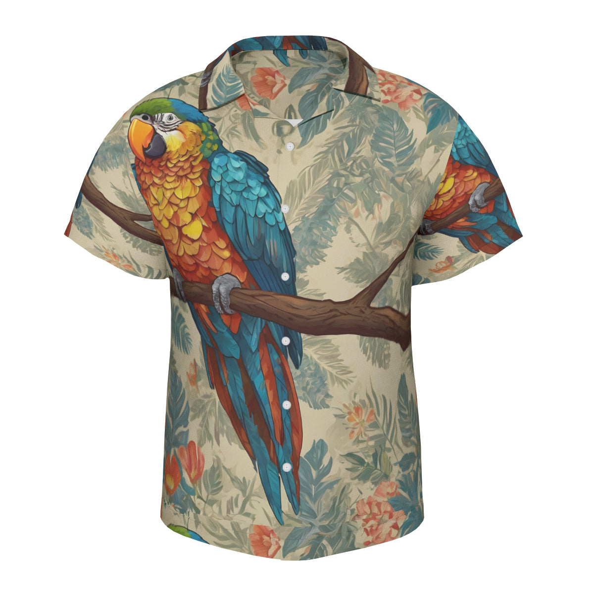 Parrot Design Hawaiian Shirt（No chest pocket) | Polyester
