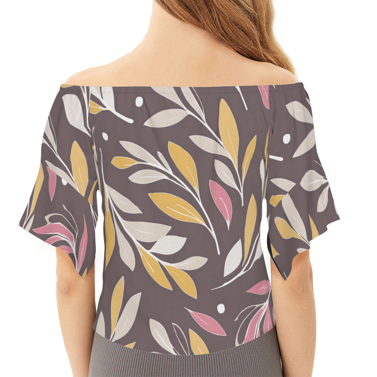 Golden Branches Women's One-shoulder Tie Short Sleeves T-shirt