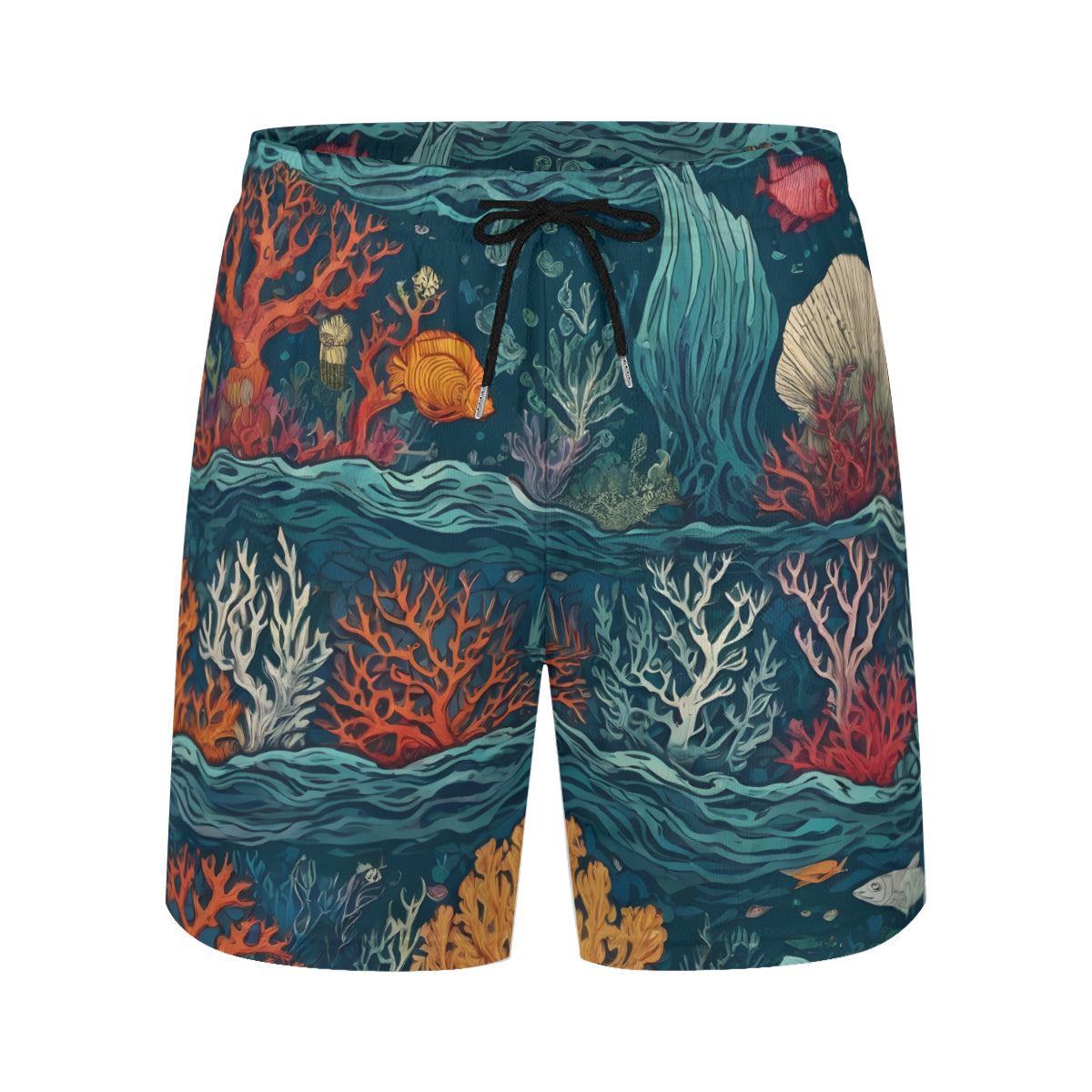 Under Sea Beauty All-Over Print Men's Casual Shorts Double-Layer Sports Beach Shorts | Polyester