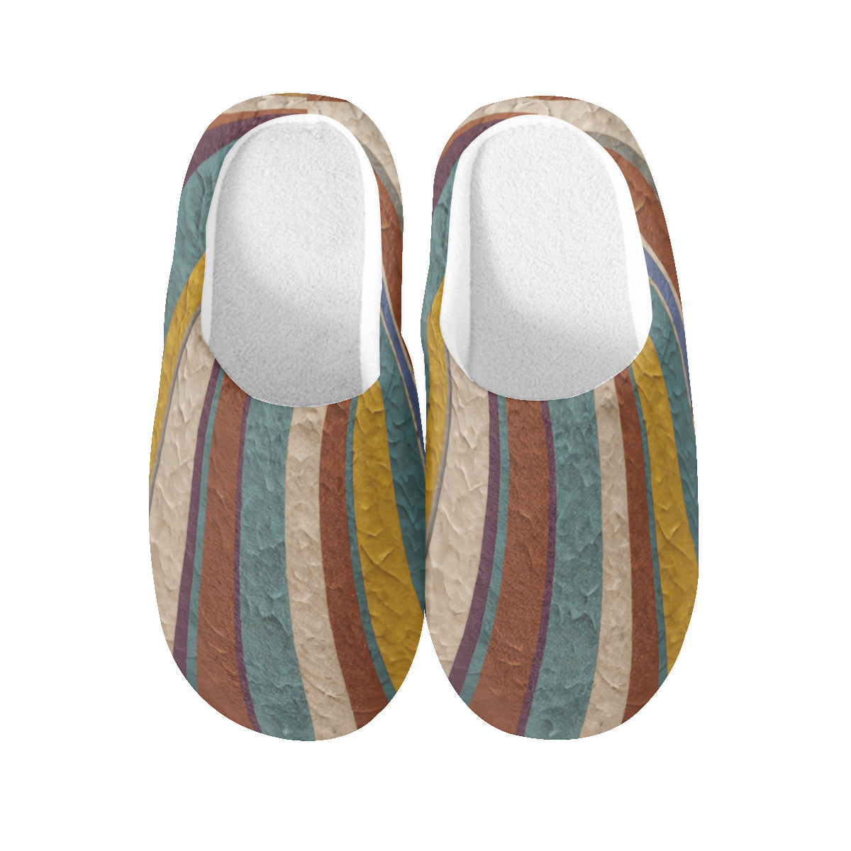 Strip Design Personalized Warm Cotton Slippers | Flannel