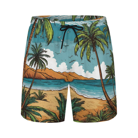 Beach Front Men's Casual Shorts Double-Layer Sports Beach Shorts | Polyester