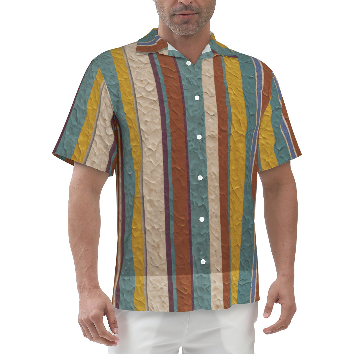 Strip Design Men's Casual Shirt｜Polyester