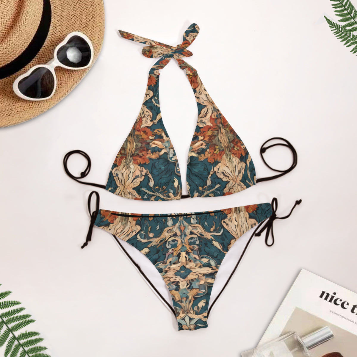 Abstract Design Bikini Swimsuit (Multi-Faceted Design)｜Polyester+Spandex
