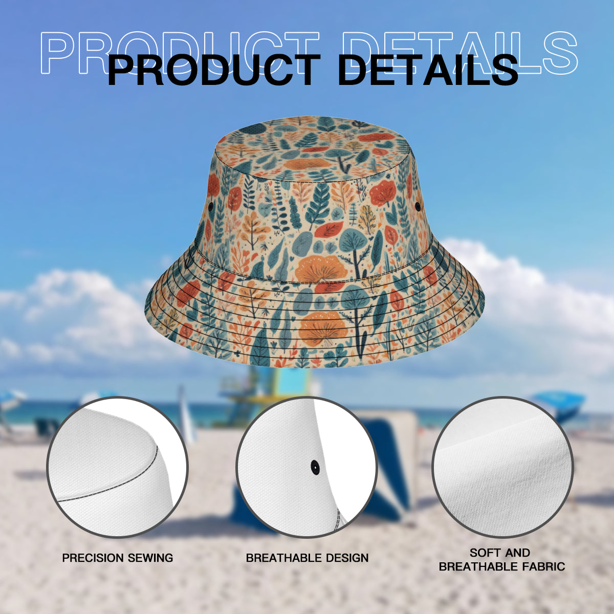 Abstract Floral Fisherman Hat | Polyester