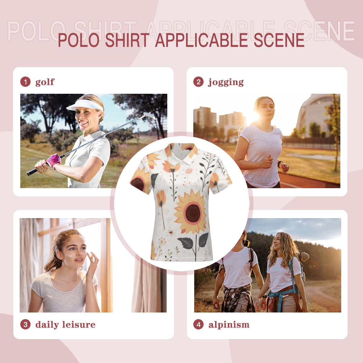Yellow Floral Women's Short-Sleeved Polo Shirt
