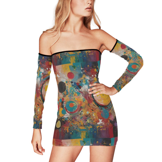 Crazy Design Women's Off-shoulder Back Lace-up Dress | Polyester
