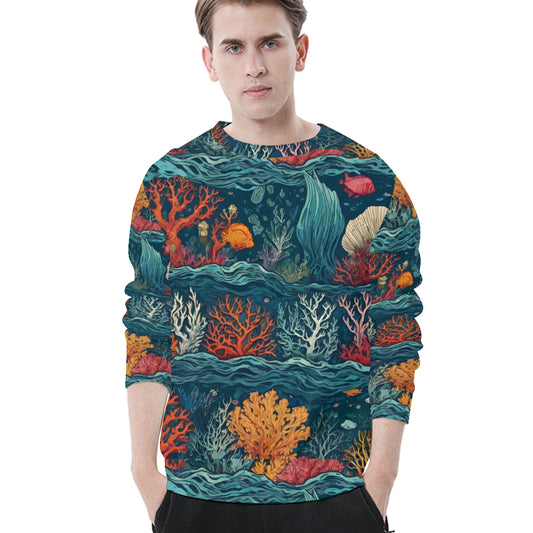Under Sea Beauty Men's O-Neck EU Size Long-Sleeved T-Shirt | 180GSM Cotton