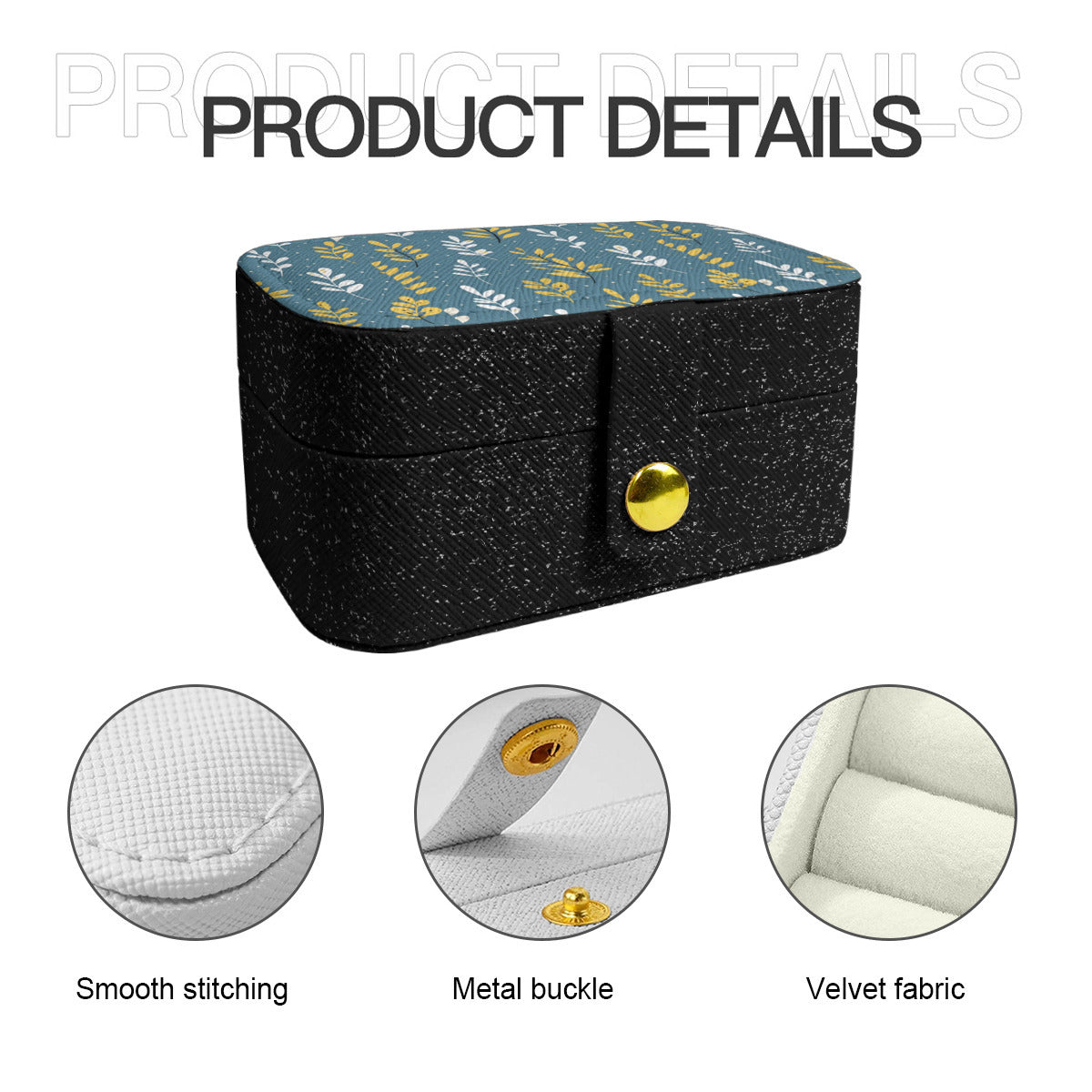 Floral Blue Portable Jewelry Box