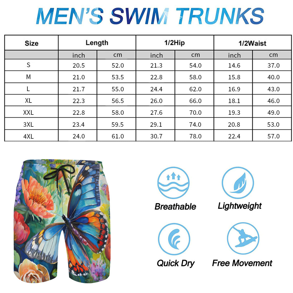 Abstract Floral Men's Beach Shorts (Not Mesh Lined) | Polyester