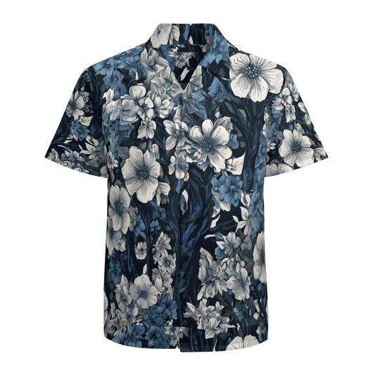 Floral Blue Men's Hawaiian Shirt | Polyester