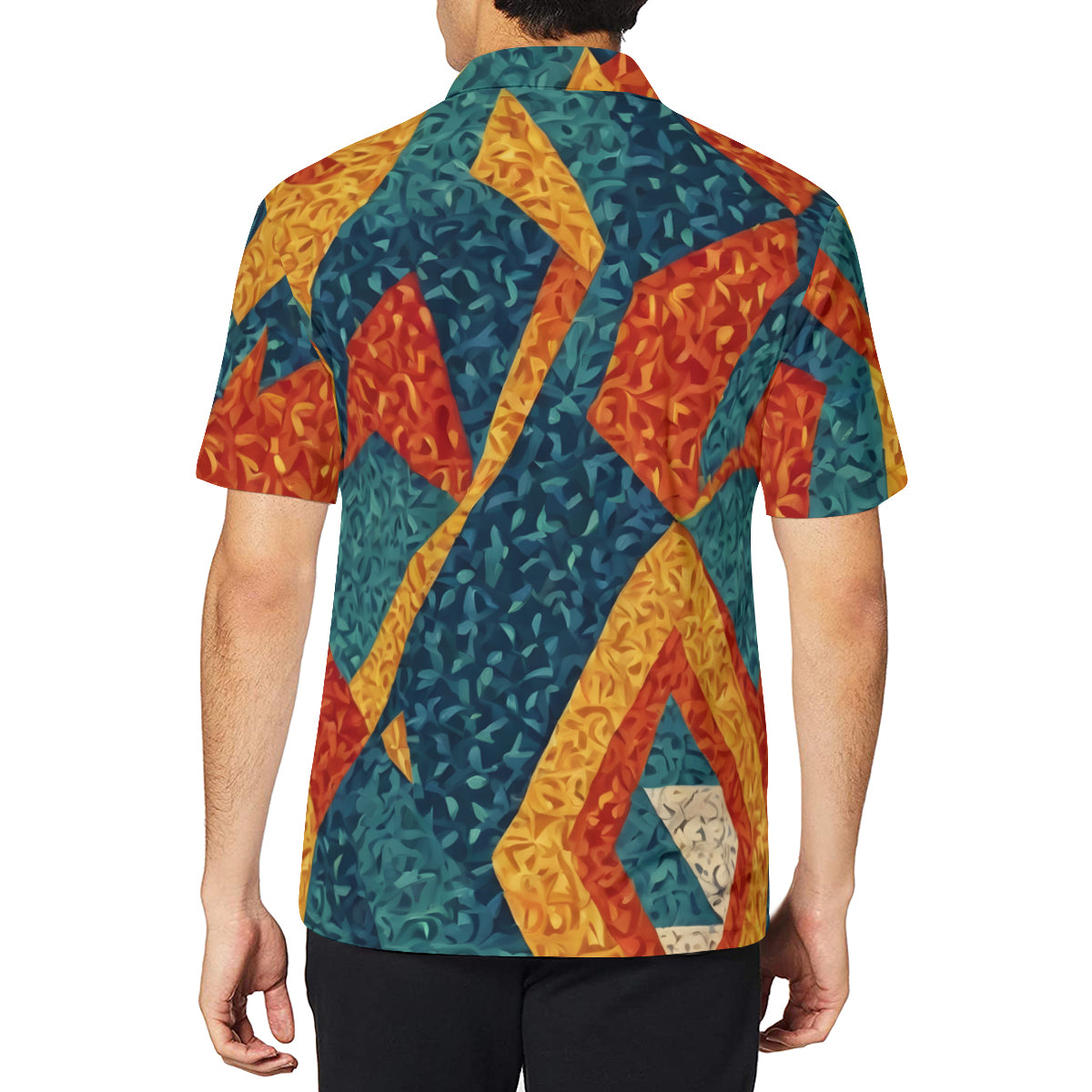 Abstract Pattern Men's Premium European Size POLO Shirt | 95% Polyester+5% Spandex