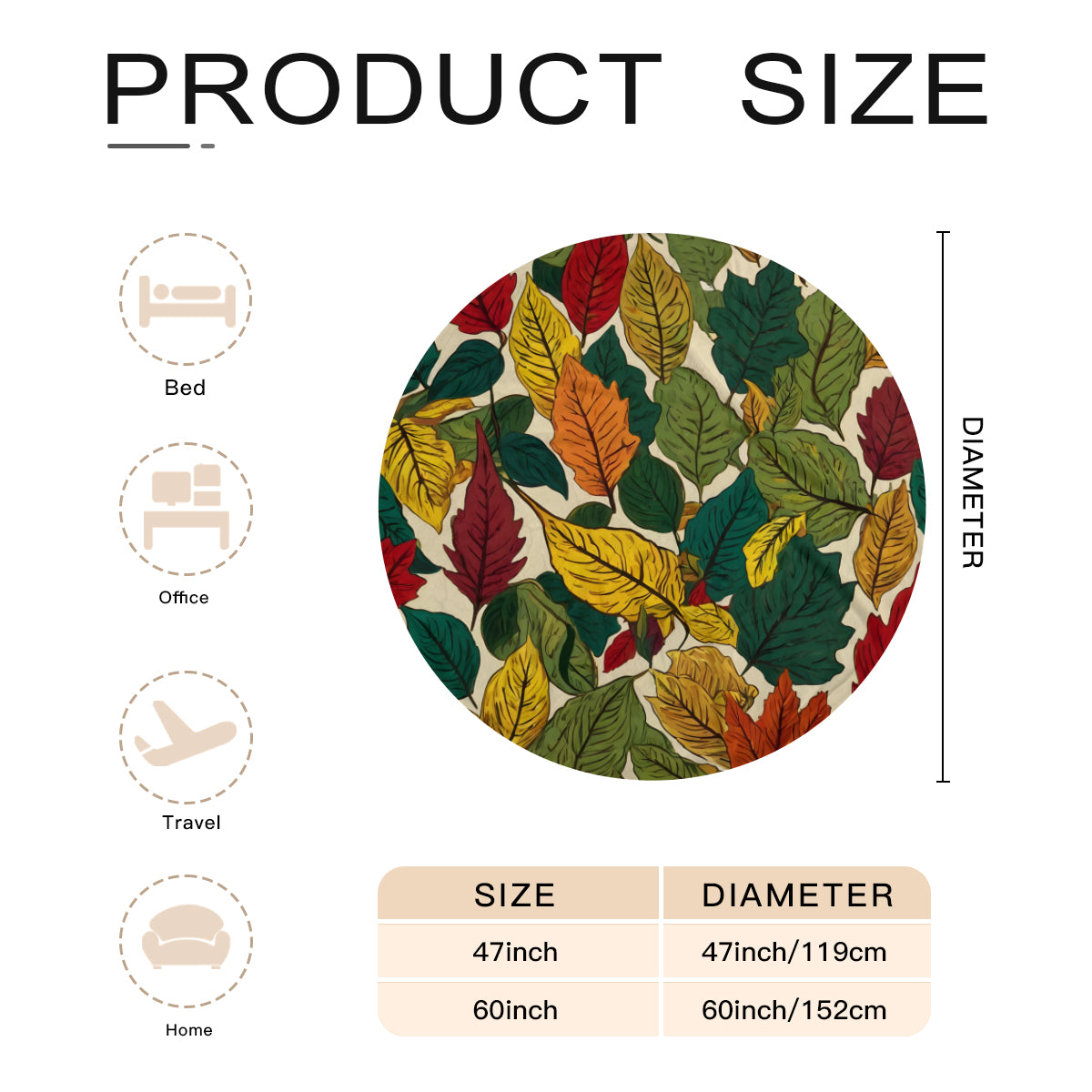 Awesome Leaves Round Blanket | 280GSM Flannel