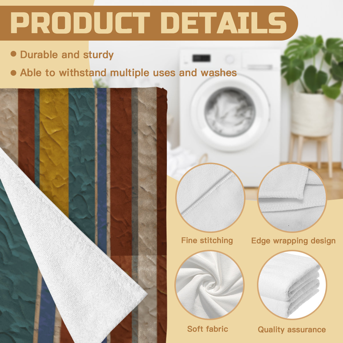 Strip Design Single-Sided Printed Beach Towel | 52% Polyester And 48% Cotton