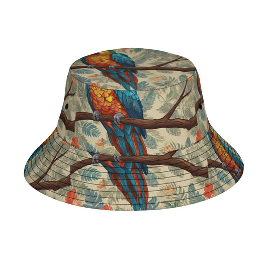 Parrot Design Double-Sided All-Over Print Fisherman Hat | Polyester