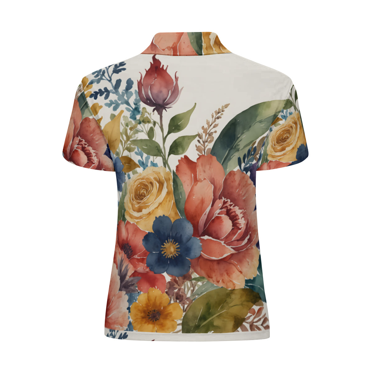 Beautiful Floral Women's Short-Sleeved Polo Shirt