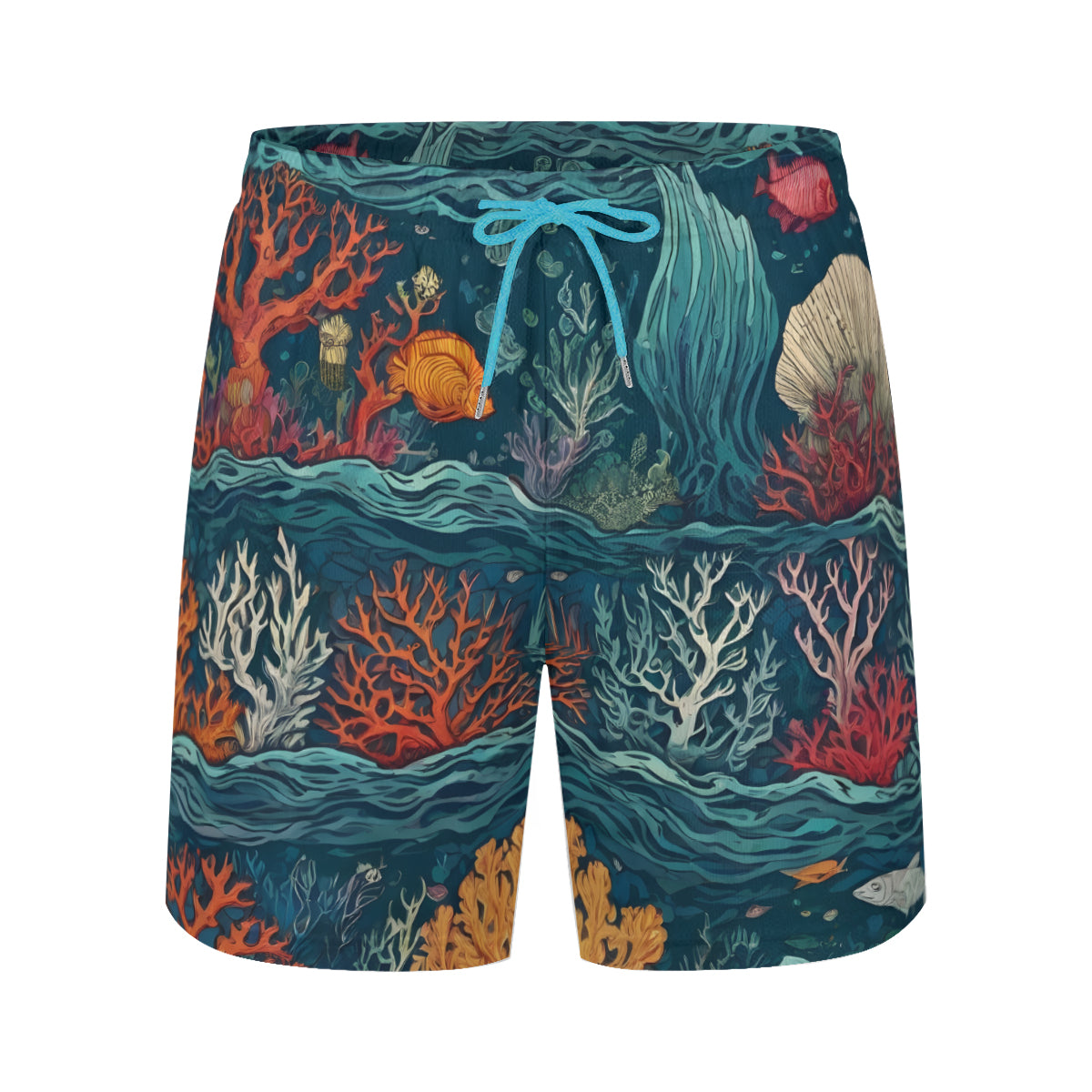 Under Sea Beauty All-Over Print Men's Casual Shorts Double-Layer Sports Beach Shorts | Polyester